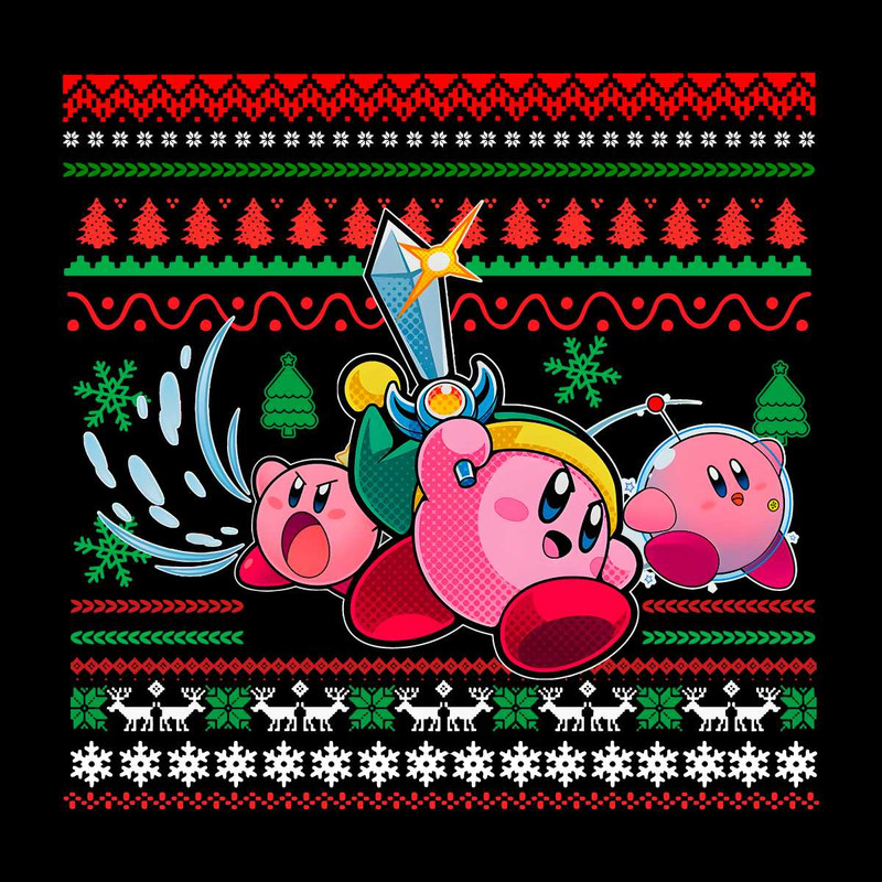 Pink Game Kirby Christmas PNG File Sublimation Design.jpg