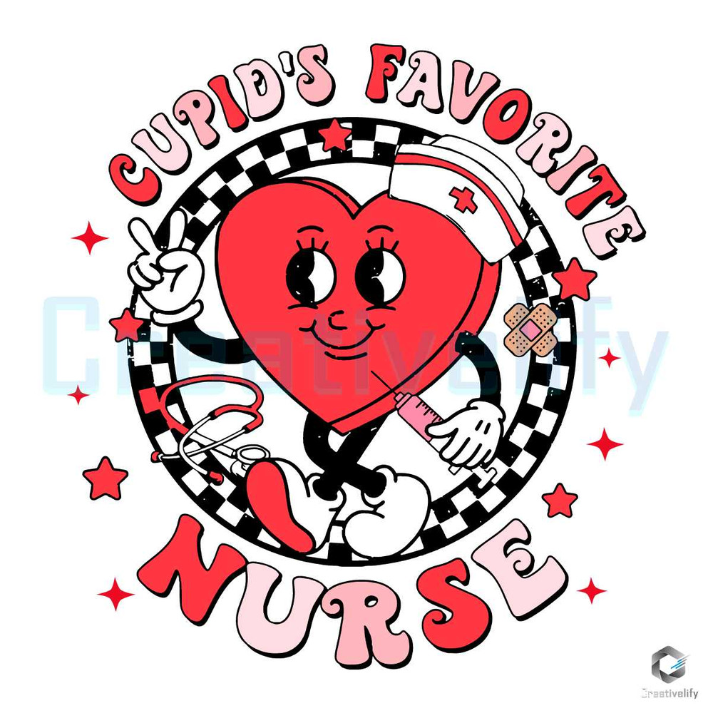 Retro Cupid's Favorite Nurse SVG Happy Valentine File.jpg