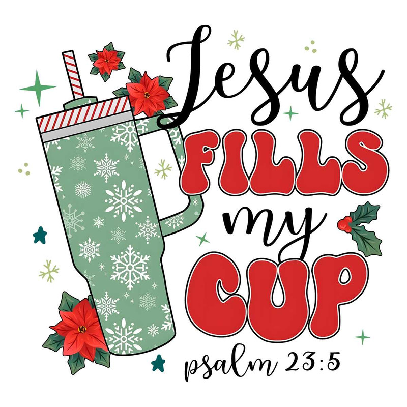 Retro Jesus Fills My Cup Psalm PNG Merry Xmas File.jpg