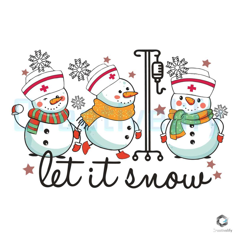 Retro Let it Snow Nurse SVG Snowman Christmas File Cutting.jpg