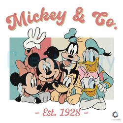 retro mickey and co est 1928 svg vintage disneyland file