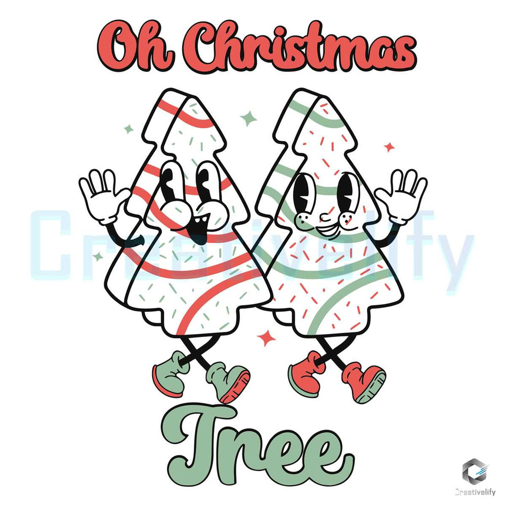 Retro Oh Christmas Tree Cake SVG Graphic Design File.jpg