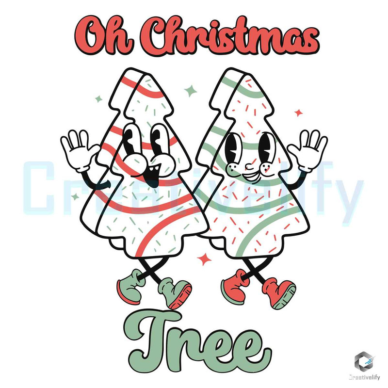 Retro Oh Christmas Tree Cake SVG Graphic Design File.jpg