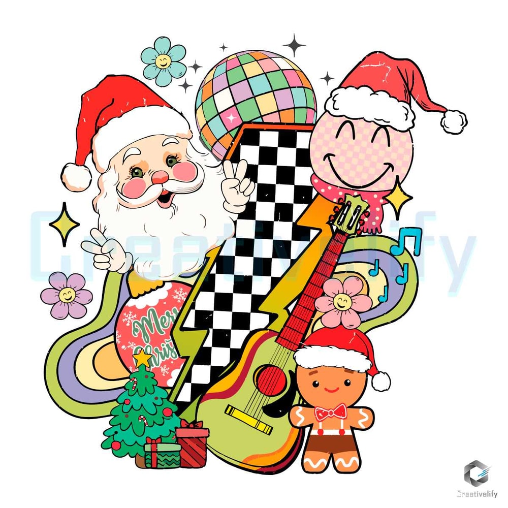 Santa Claus Disco Ball SVG Cute Christmas File Design.jpg