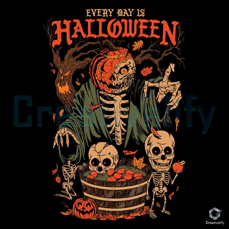 Skull Skeleton Vintage SVG Every Day Is Halloween Digital File.jpg