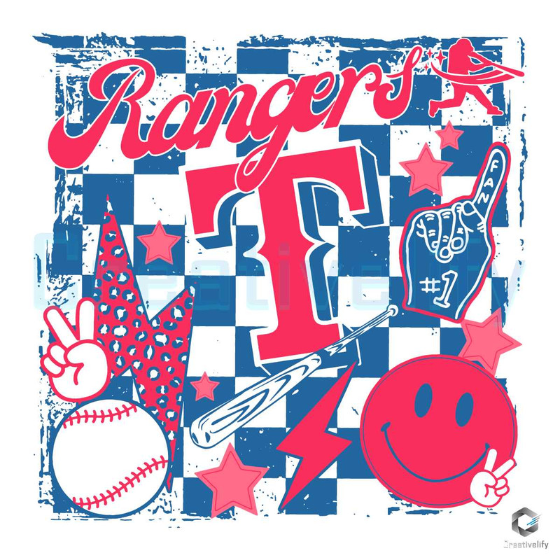 Texas Rangers Baseball SVG Blue Checkerboard Graphic File.jpg