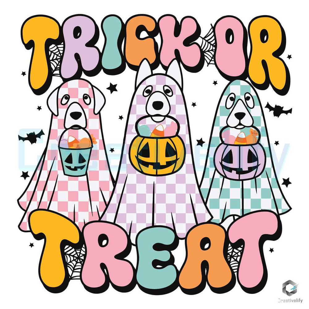 Trick or Treat SVG Funny Ghost Dog Cutting Digital File.jpg