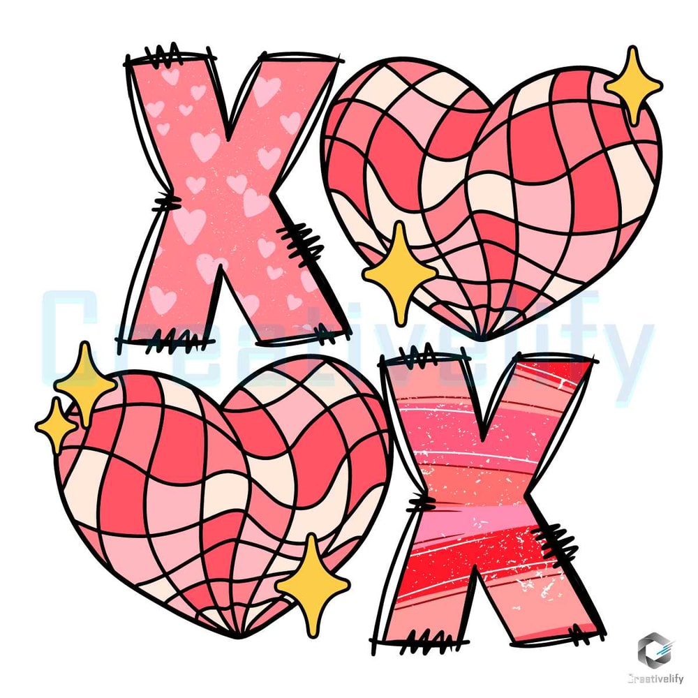 XOXO Pink Heart Valentine SVG File Digital Download.jpg