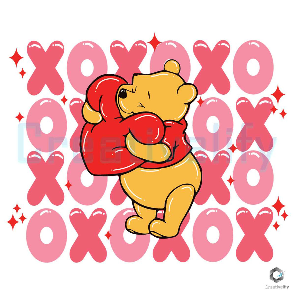 XOXO Winnie The Pooh SVG Valentine's Day File Design.jpg