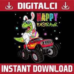 Bunny Dinosaur T rex Riding Monster Truck Happy Easter Easter Day Png, Happy Easter Day Sublimation 42