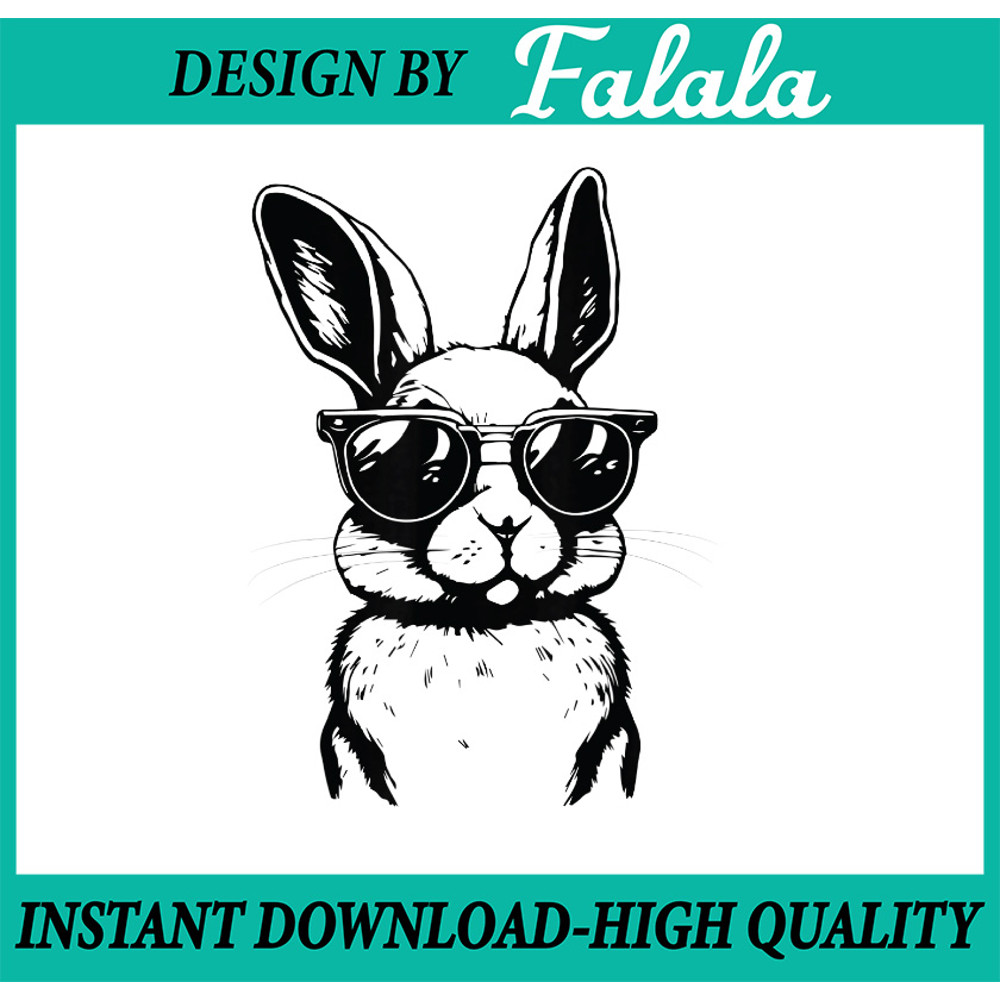 Bunny Face With Sunglasses Easter Day Png, Bunny With Glasses Png ,Cute Easter Png, Happy Easter Day, Digital Download.jpg