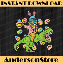 Cat Easter Bunny Riding Dino Trex Egg Hunt Dinosaur Easter Day Png, Happy Easter Day Sublimation Des73