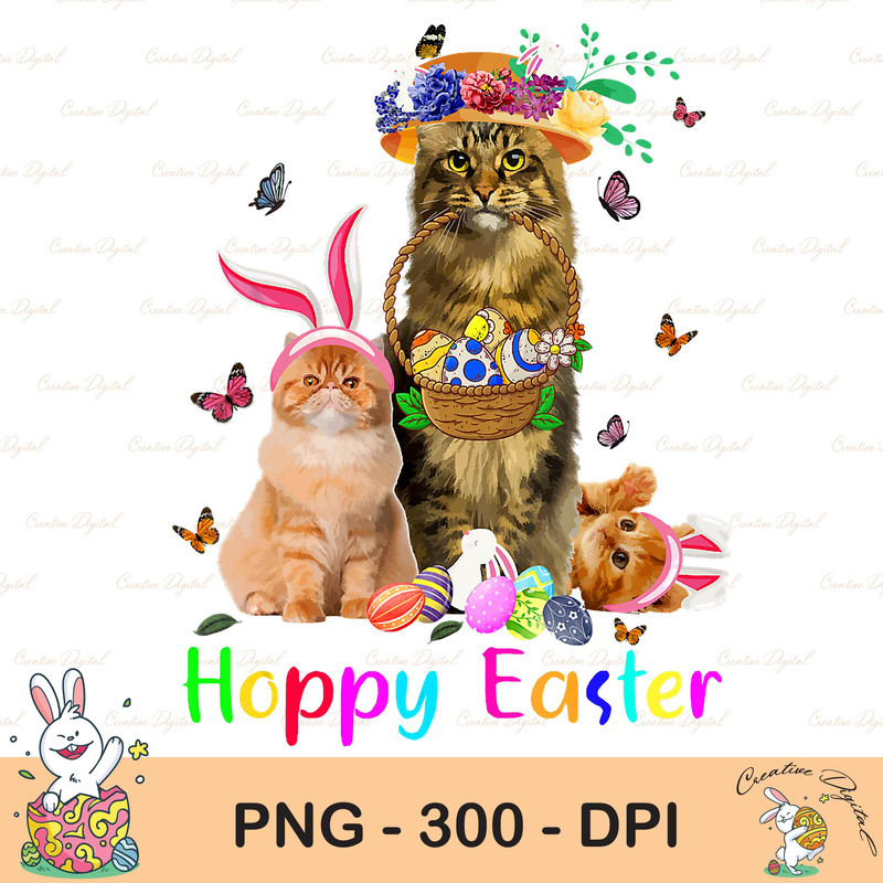 Cats Easter Day Bunny Eggs Happy Easter Sublimation, Happy Easter Png, Cute Easter Png, Easter Png, Bunny Png, Easter Cl.jpg