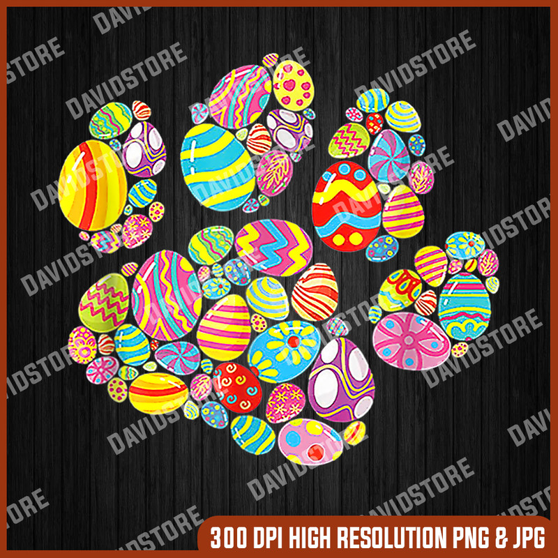 Colorful Egg Paw Print Funny Dog Cat Lovers Easter Day Gifts, Easter Png, Happy Easter PNG, Easter Day Png, Easter.jpg