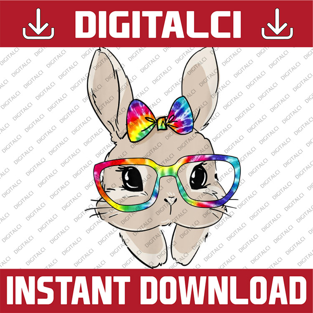 Cute Bunny Face Tie Dye Glasses Easter Day Easter Day Png, Happy Easter Day Sublimation Design.jpg