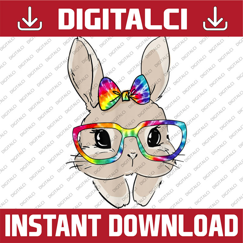 Cute Bunny Face Tie Dye Glasses Easter Day Easter Day Png, Happy Easter Day Sublimation Design.jpg