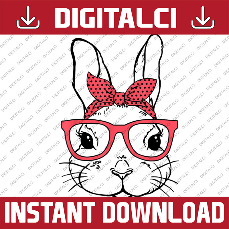 Cute Bunny With Bandana Glasses And Bubblegum Happy Easter Easter Day Png, Happy Easter Day Sublimation Design.jpg