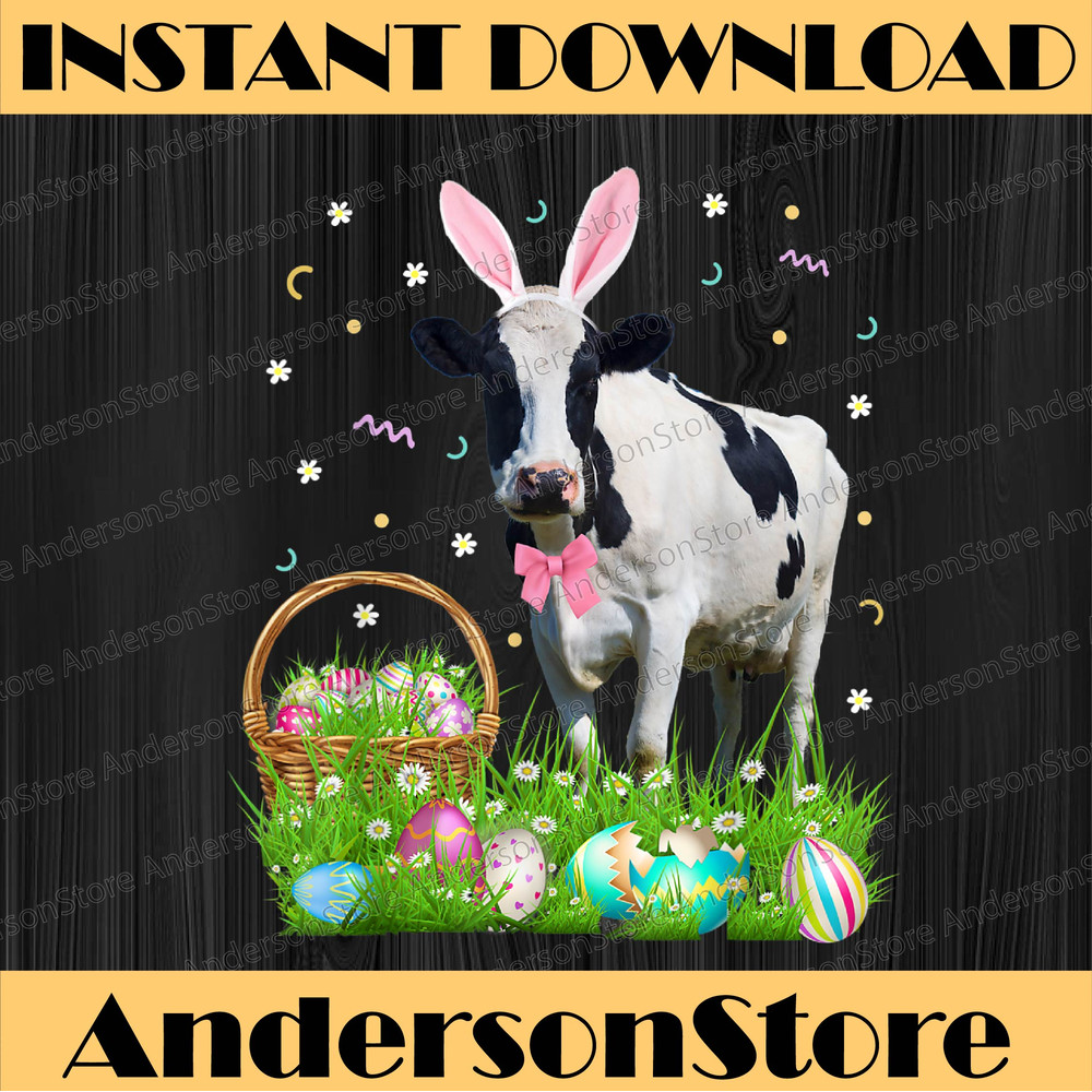 Cute Cow Easter Day Bunny Eggs Easter Day Png, Happy Easter Day Sublimation Design.jpg