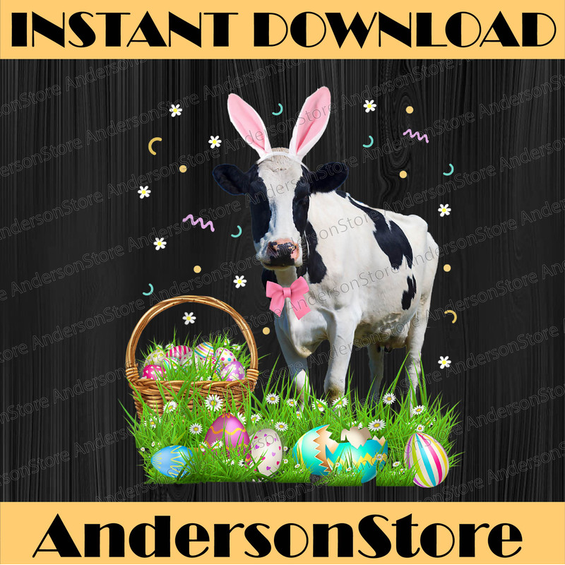 Cute Cow Easter Day Bunny Eggs Easter Day Png, Happy Easter Day Sublimation Design.jpg