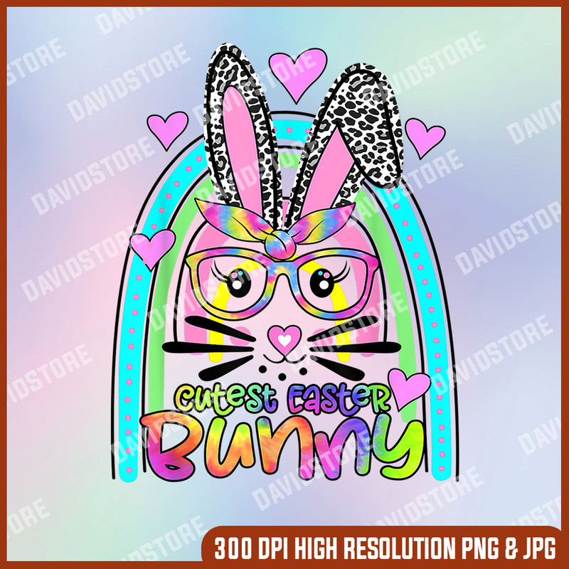 Cutest Easter Bunny Face Leopard Rainbow Happy Eatser Day, Easter Png, Happy Easter PNG, Easter Day Png, Easter.jpg