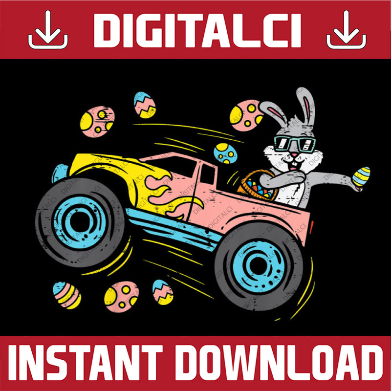 Dabbing Easter Bunny On Monster Truck Dab Dance Easter Day Png, Happy Easter Day Sublimation Design.jpg