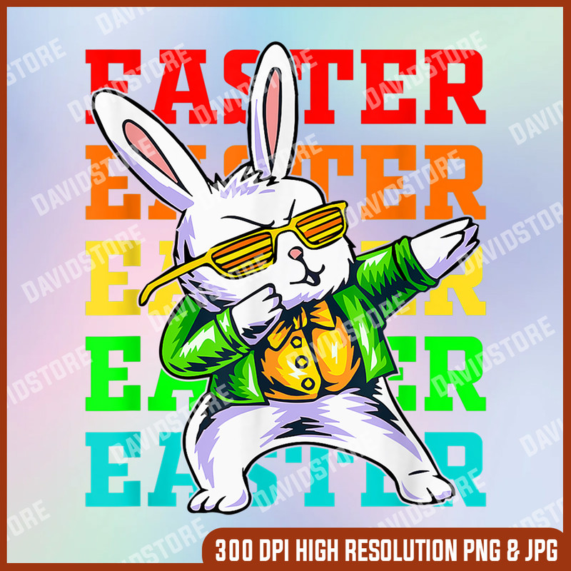 Dabbing Rabbit Happy Easter Day Colorful Dab Boys Girls Kids PNG, Happy Easter PNG, Easter Png, Happy Easter PNG, Easter.jpg