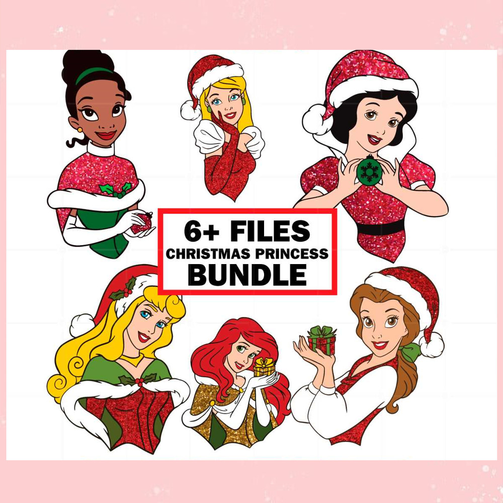 6 Christmas Princess Bundle Svg Sublimation Files Silhouette.jpg