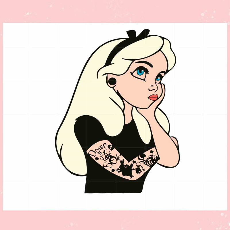 Alice Tattoo Cartoon SVG Alice In Wonderland Cutting Digital Files.jpg
