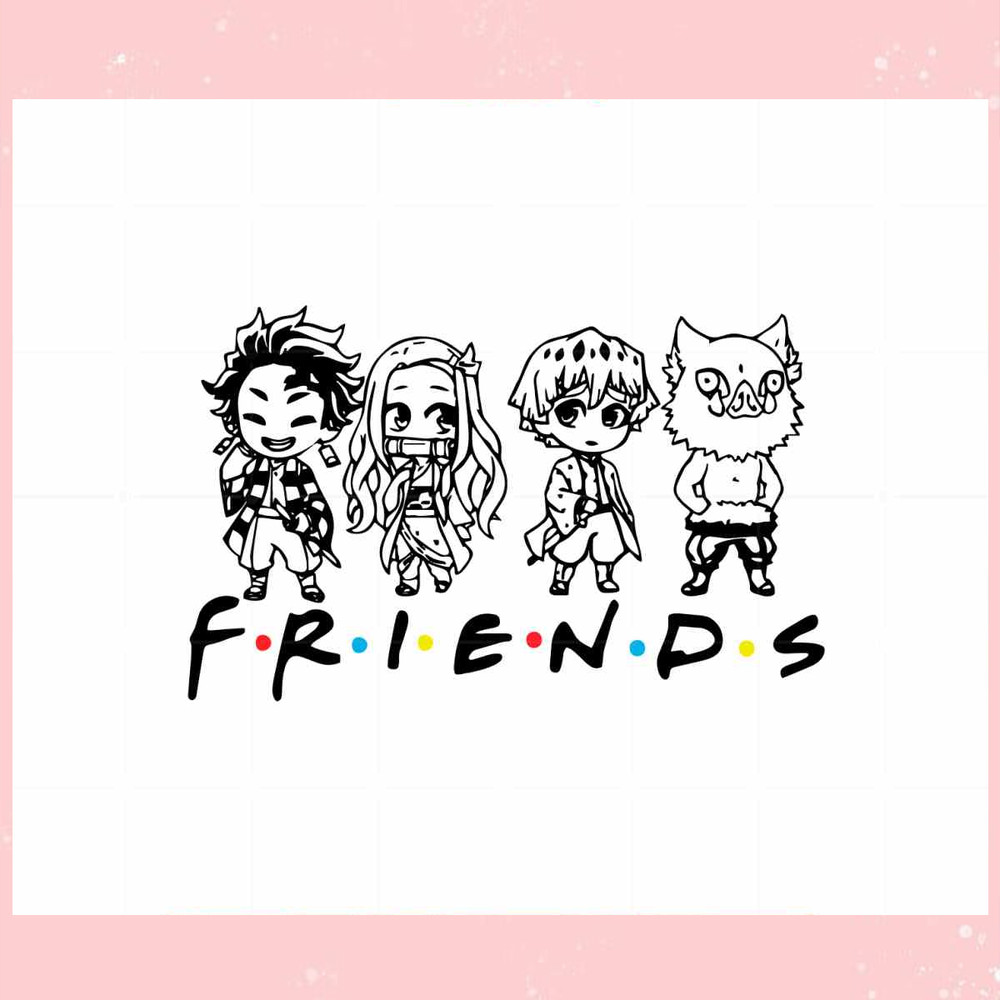 Anime Character Friends SVG Japanese Cartoon Hand Drawn Graphic Design File.jpg