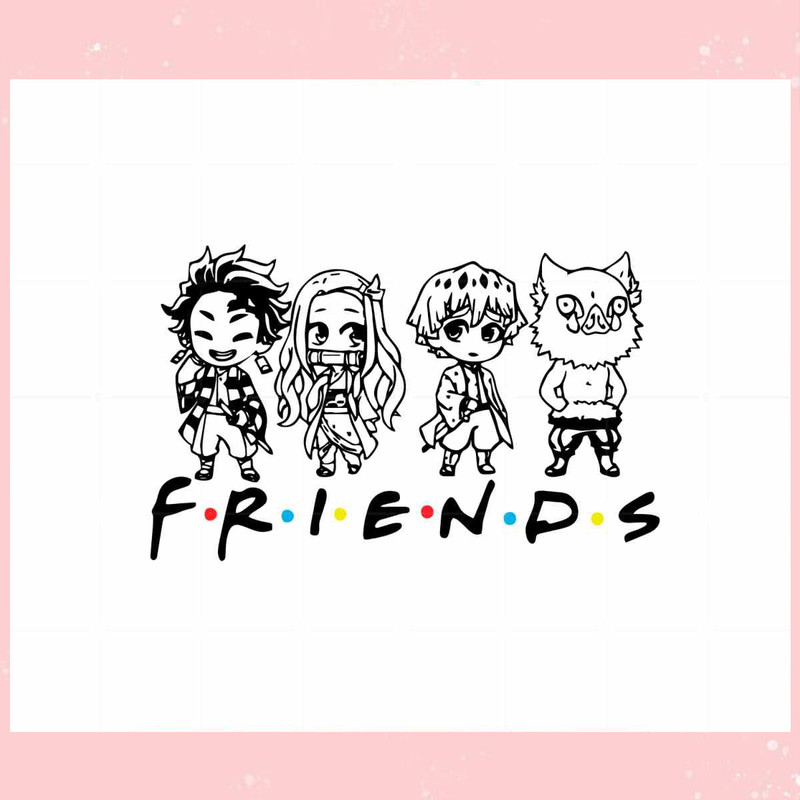 Anime Character Friends SVG Japanese Cartoon Hand Drawn Graphic Design File.jpg
