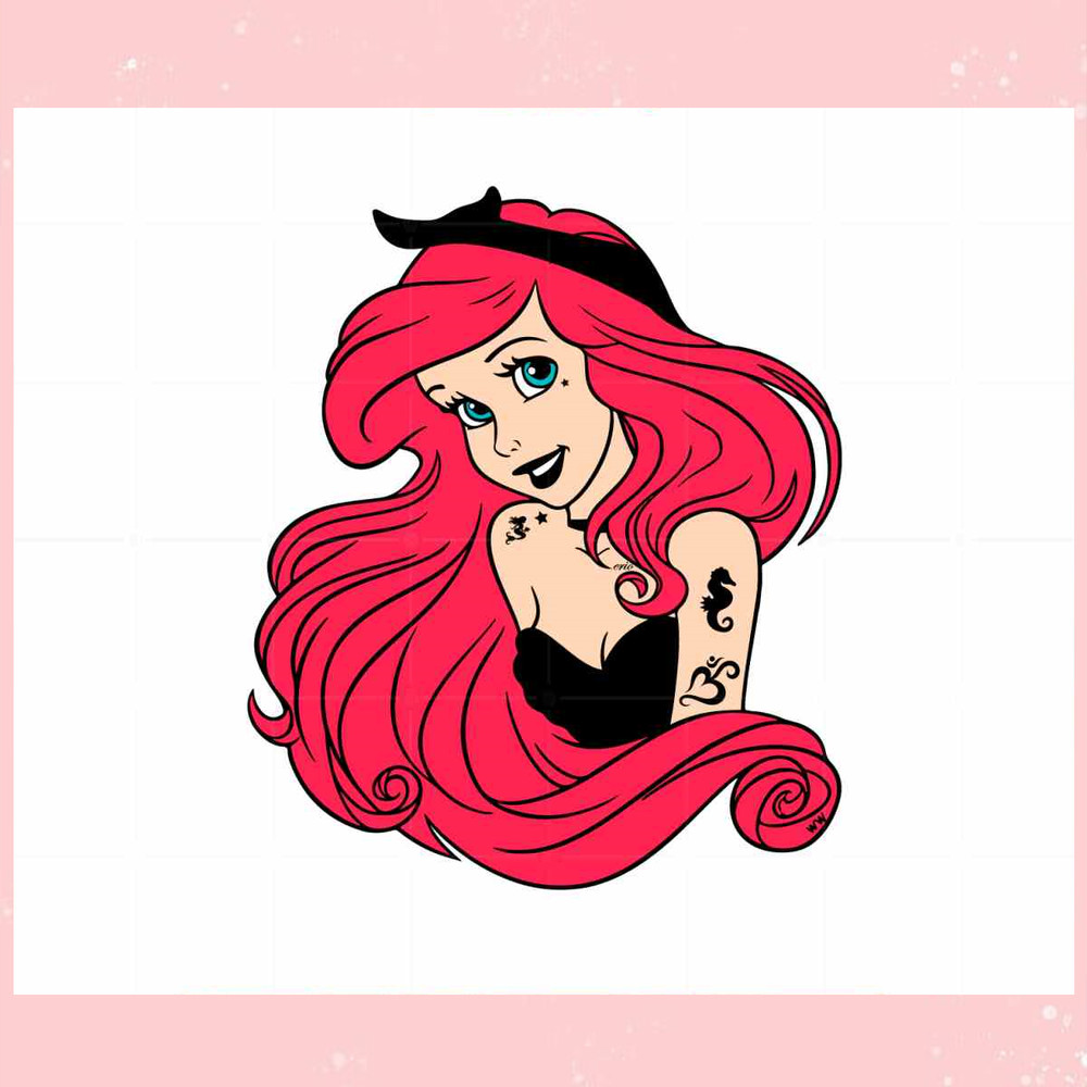 Ariel Tattoo Princess SVG The Little Mermaid Cutting Digital Files.jpg