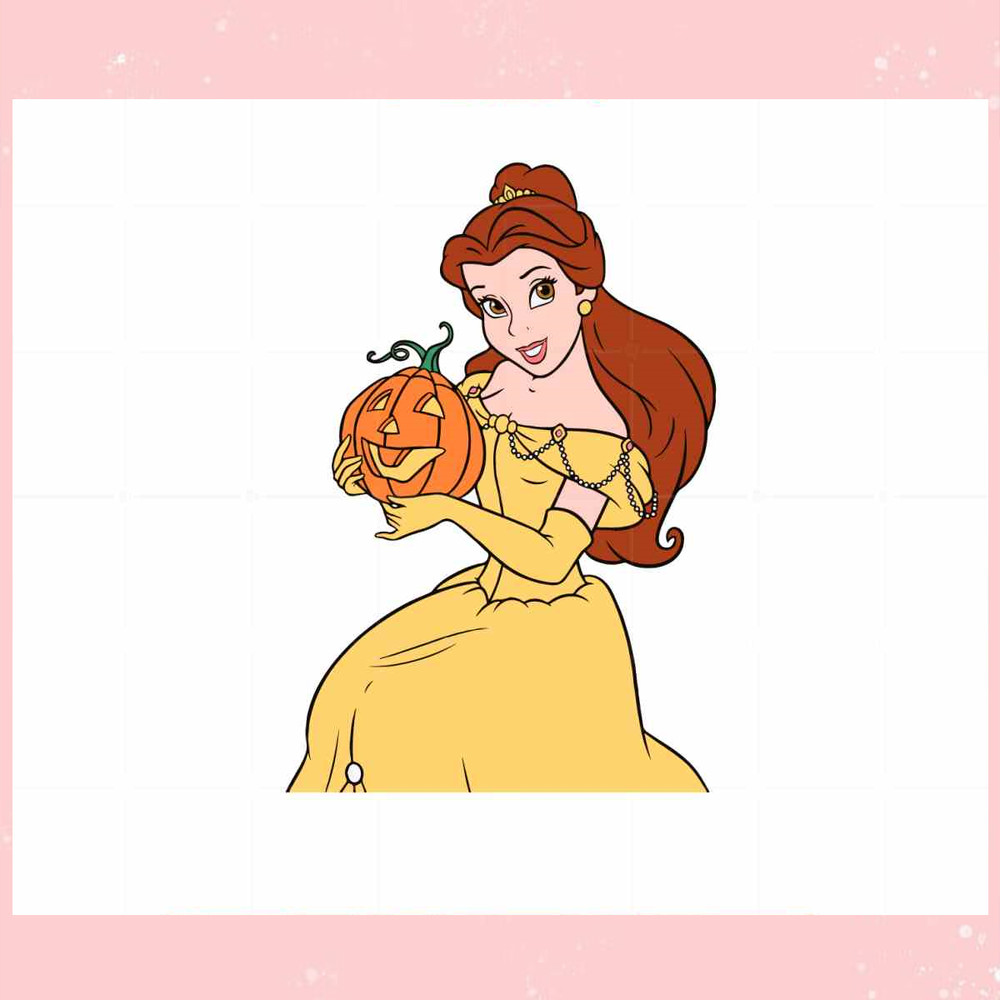Belle Princess Pumpkin Face SVG Halloween Disney Cutting Digital File.jpg