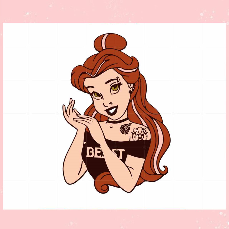 Belle Tattoo Princess SVG Beauty and the Beast Cutting Digital Files.jpg