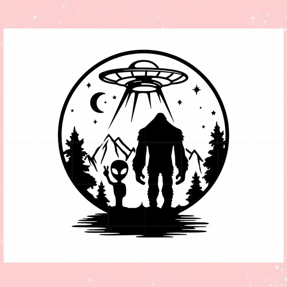 Big Foot And Alien UFO Vector SVG Files for Cricut Sublimation Files.jpg