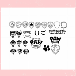 cartoon paw patrol logo bundle layered svg graphic designs files,disney svg, mickey mouse,princess, movie