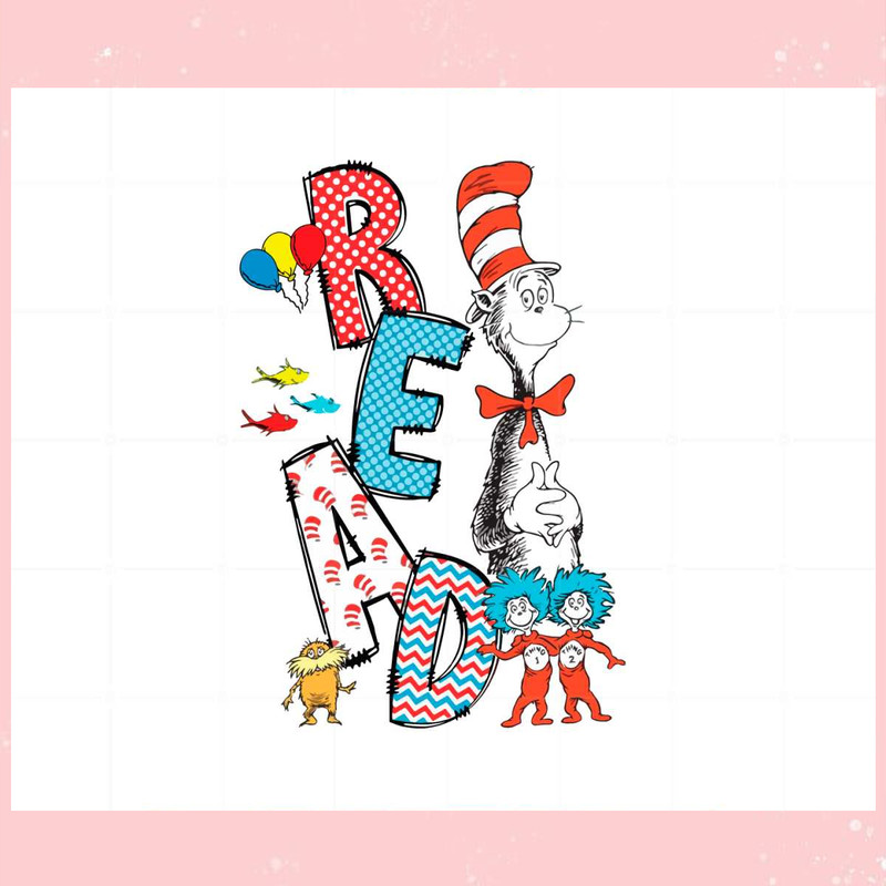 Cat In The Hat thing 1 thing 2 Read Lover SVG Cutting Files.jpg
