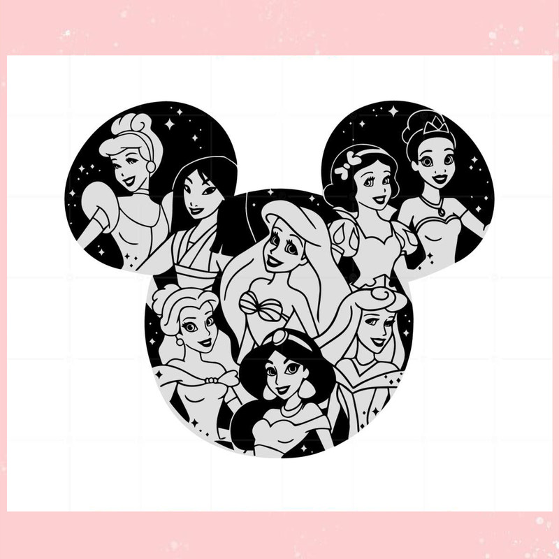 Disney Princess SVG Disneyland Mickey Mouse Ears Cutting Digital File.jpg