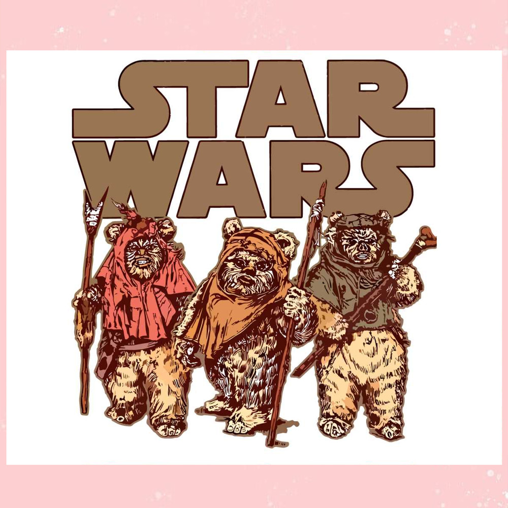 Funny Star Wars Wicket Ewoks Endor Group Retro PNG File.jpg