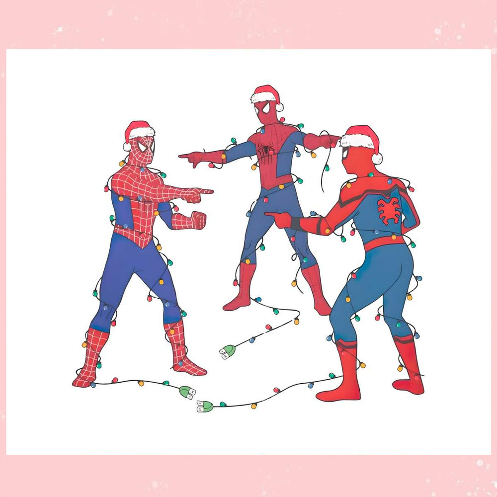 Marvel Three Spiderman Meme Santa Christmas Light PNG.jpg