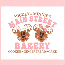 Mickey And Minnie Main Street Bakery Christmas Gingerbread Svg,Disney svg, Mickey mouse,Princess, Movie