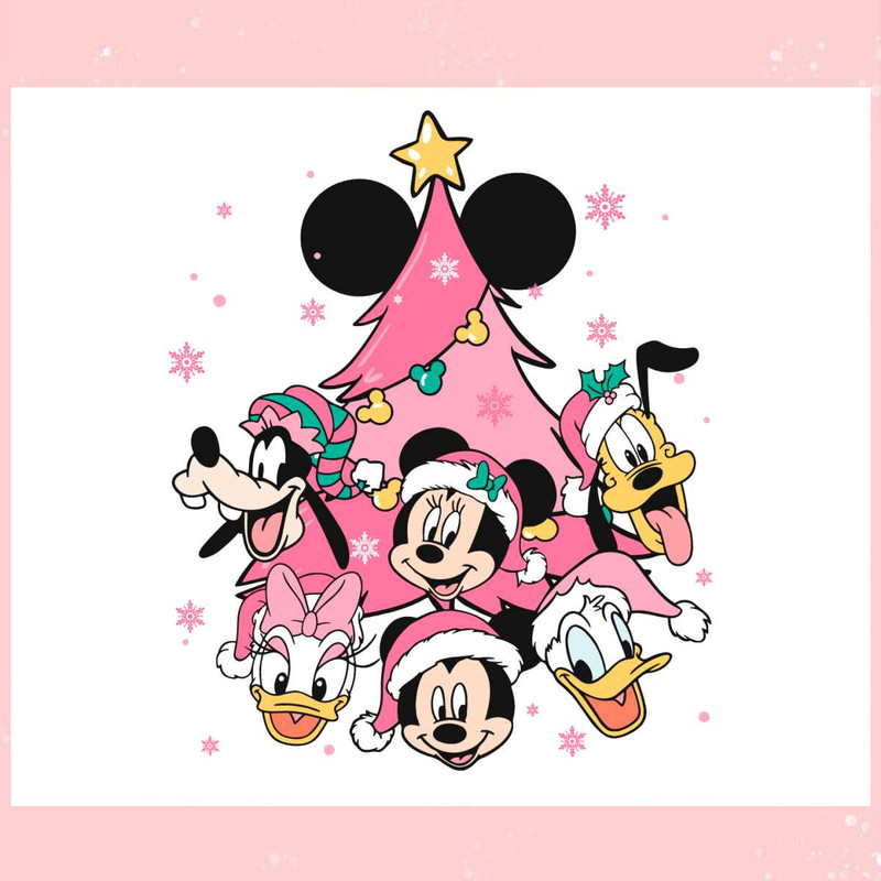 Mickey Friends Pink Christmas Tree SVG.jpg
