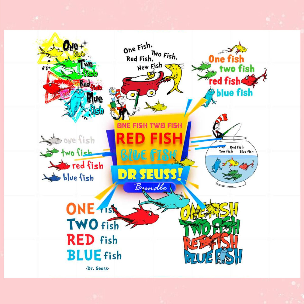 One Fish Two Fish Red Fish Blue Fish Dr Seuss Bundle SVG Cutting Files.jpg