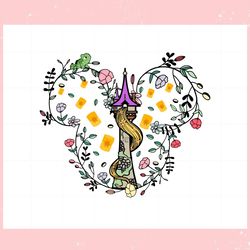 rapunzels tower tangled princess castle mickey mouse floral svg,disney svg, mickey mouse,princess, movie
