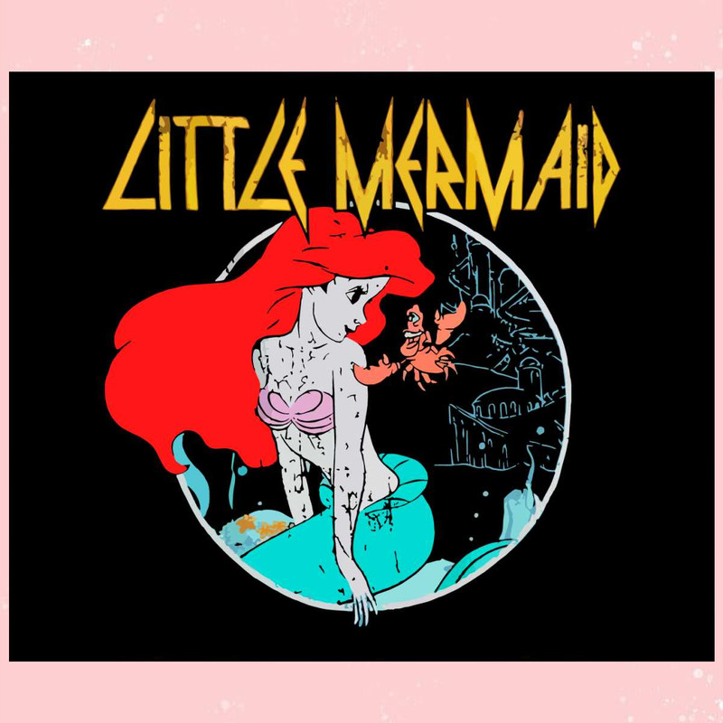 Retro Little Mermaid Ariel And Sebastian Svg Graphic Designs Files.jpg