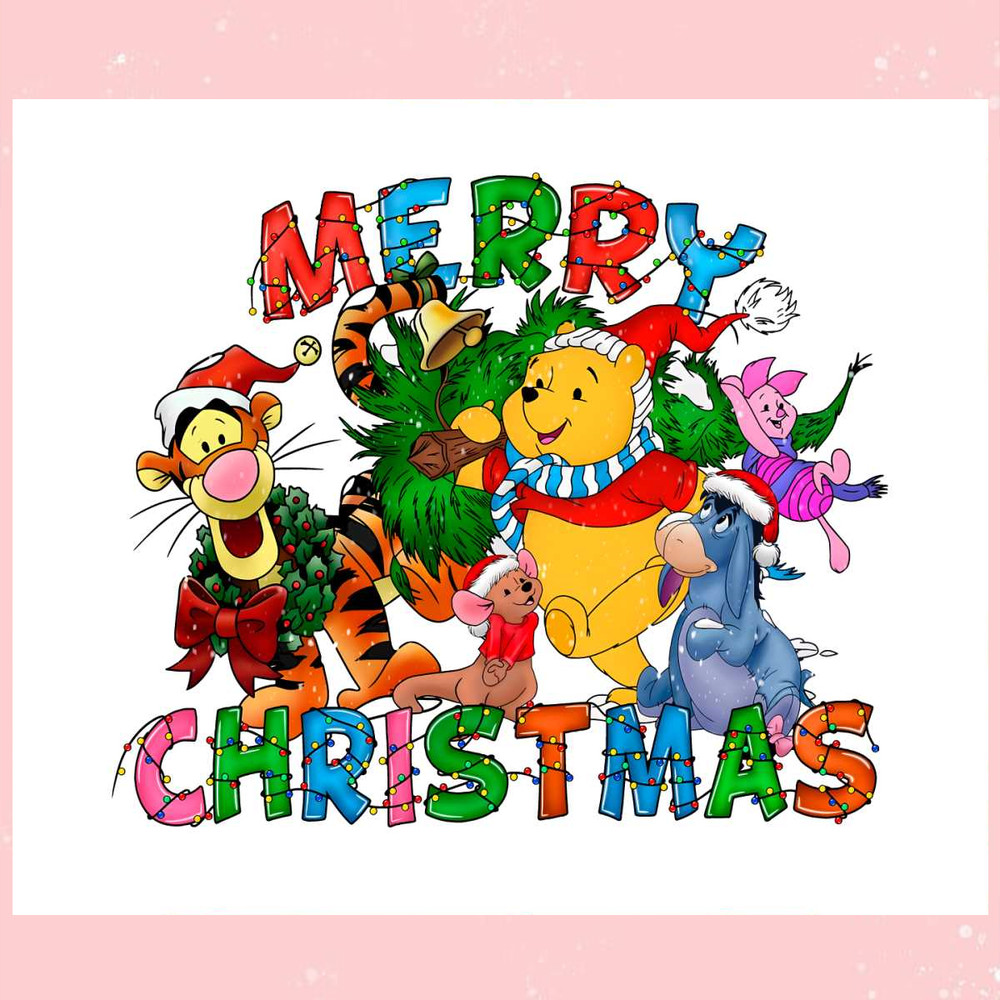 Retro Merry Christmas Pooh Friends PNG.jpg