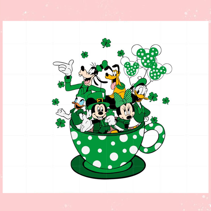 St Patrick's Day Mickey And Friends Coffee Cup SVG Cutting Files.jpg