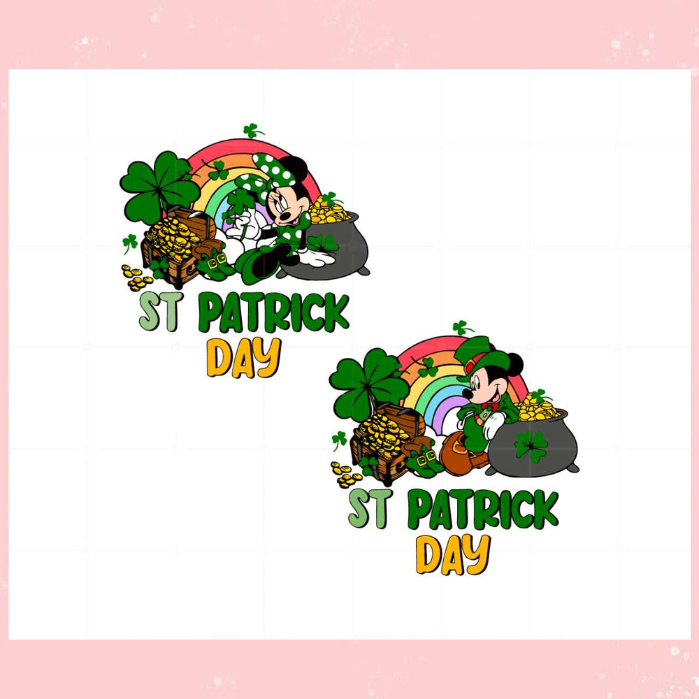 St Patrick's Day Mickey And Minnie Shamrock Pot Of Gold Svg.jpg