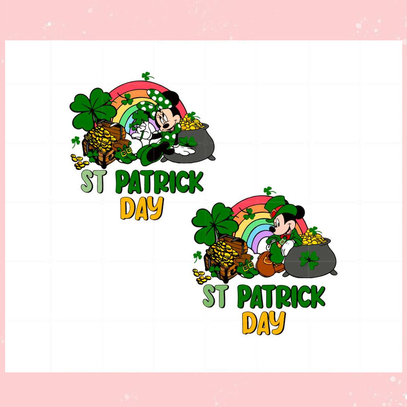 St Patrick's Day Mickey And Minnie Shamrock Pot Of Gold Svg.jpg