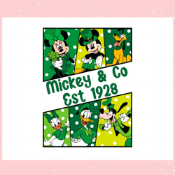 st patricks day mouse and friends mickey and co est 1920 shamrock svg,disney svg, mickey mouse,princess, movie