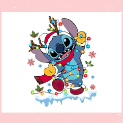 Stitch Santa Christmas Lights PNG,Disney svg, Mickey mouse,Princess, Movie